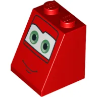 Slope 65° 2 x 2 x 2 with Bottom Tube and Eyes, Green on White Background and Smile Print 2