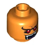 Minifig Head Demon, Red Eyes, Fangs, Closed Mouth / Open Mouth Print