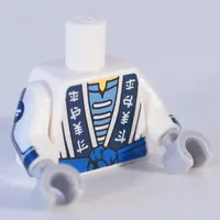 Torso Robe with Asian Symbols, Medium Blue Shirt, Blue Sash Print, White Arms, Light Bluish Gray Hands