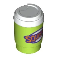 Equipment Cup with Take Out Lid and Dark Purple and Orange 'SQUISHEE' Print
