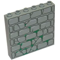 Brick 1 x 6 x 5 with Stone and Moss Print