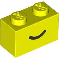 Brick 1 x 2 with Black Curved Line / Smile print