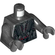 Torso Armor Robot with Light Bluish Gray Panels and Red Lights Print, Pearl Titanium Arms, Dark Bluish Gray Hands