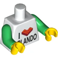Torso I 'L Brick' ORLANDO Print, Green Arms, Yellow Hands