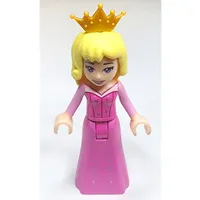 Aurora - Dark Pink Dress, Silver Decoration, Pearl Gold Crown