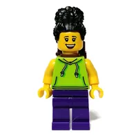 Woman, Lime Torso, Dark Purple Legs, Black Hair