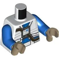 Torso Rebel E-Wing Pilot Suit, Black Hoses, White Pockets print, Blue Arms, Dark Tan Hands