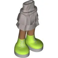 Minidoll Hips and Layered Skirt with Medium Nougat Legs, Lime Shoes, Flat Silver Soles, Laces
