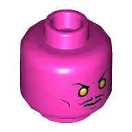 Minifig Head Sinestro, Moustache, Orange Eyes, Frown / Bared Teeth Print