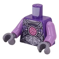 Torso, Silver Armor, Straps, Magenta Hourglass on Bright Pink Circle print, Lavender Arms, Dark Bluish Gray Hands