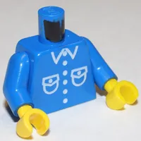 Torso Shirt, Patch Pocket Print, Blue Arms, Yellow Hands