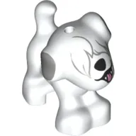 Animal, Dog, Small Standing with Fur Over Eyes, High Black Nose, Open Mouth, and Light Bluish Gray Ears Print