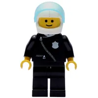 Policeman, Black Jacket with Zipper and Badge, White Helmet with Visor (3626b Head)