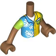 Minidoll Torso Boy with Yellow/Dark Azure/Lime Shirt, Pocket, White Shirt print, Medium Nougat Arms and Hands