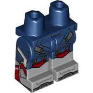 Hips with Dark Blue Legs and Light Bluish Gray Boots Pattern with Straps, Dark Bluish Grey Toes, Red Knee Caps print