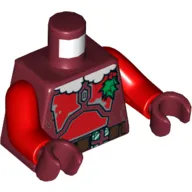 Torso Armor with Red Plates, Holly and White Fur Collar Print, Red Arms, Dark Red Hands