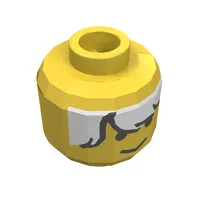 Minifig Head Cowboy / Explorer / Extreme Team, Male White Bangs Messy Hair Print [Blocked Open Stud]