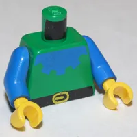 Torso Tunic, Blue Collar, Black Belt Print (Forestman), Blue Arms, Yellow Hands