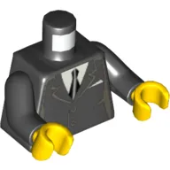 Torso Formal Jacket, 2 Buttons and Pocket with White Cloth/Paper, Gray Tie Print, Black Arms, Yellow Hands