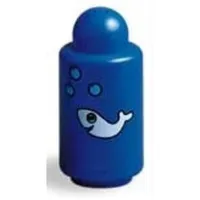 Primo Brick Round 1 x 1 x 2 with Shaker Top, Fish and Bubbles Print