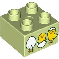 Duplo Brick 2 x 2, Three Eggs Hatching / Hatched, Yellow Chicks Print