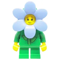 Flower - Green Torso and Legs,  Bright Light Blue Flower