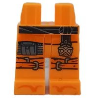 Hips and Bright Light Orange Legs with Black Belt, Dark Bluish Grey Pocket, Gold Flask, Orange Knee Wraps print