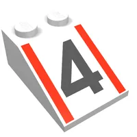 Slope 33° 3 x 2 with Black "4" and Red Stripes Print