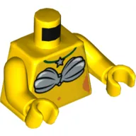 Torso Mermaid Shell Bra and Star Necklace Print, Yellow Arms and Hands