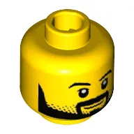 Minifig Head Astronaut, Eyebrows and Full Black Beard with Stubble, Smile, White Pupils print