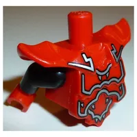 Torso with Molded Shoulder and Waist Extensions, Silver Decoration Print, Black Arms, Red Hands