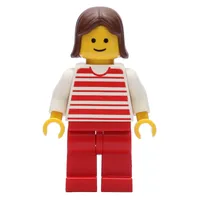 Woman - Red/White Striped Shirt, White Arms, Red Legs (3626b Head)