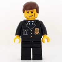 Policeman, Black Suit with Badge, Reddish Brown Hair