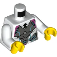 Torso Armor with Dark Pink and Medium Azure Plate, Ultra Agents Logo over Shirt and Black Tie Print, White Arms, Yellow Hands