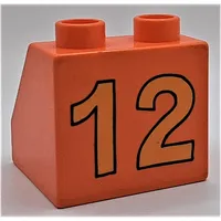 Duplo Brick 2 x 2 Slope 45° with Yellow '12' on Back Print