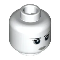 Minifig Head Spooky Girl, Pale Lips and Circles around Eyes, Black Eyelashes and Eyebrows, White Pupils Print [Hollow Stud]