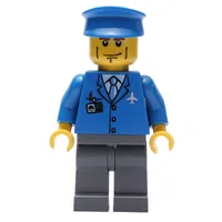 Pilot, Blue Jacket with Plane Logo and Blue Tie, Blue Hat