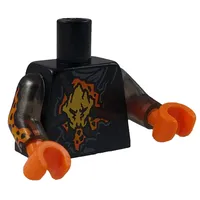 Torso Robe with Brown Rope, Gold Medallion Print, Trans-Brown Arms with Flame Print, Orange Hands