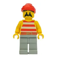 Pirate - Red Stripes, Light Gray Legs, Red Bandana