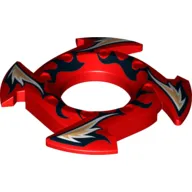 Ring 4 x 4 with 2 x 2 Hole and 4 Arrow Ends with Flames Print (Ninjago Spinner Crown)