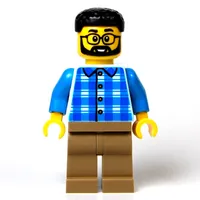 Man, Light Aqua Torso, Dark Tan Legs, Black Hair