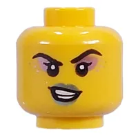 Minifig Head Metal Pink Eyeshadow, Metal Blue Lips, Closed Mouth Smirk/Open Mouth Smirk
