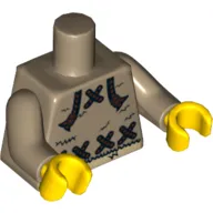 Torso Fur Jacket with Chord Clasps Print, Dark Tan Arms, Yellow Hands