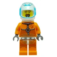 Astronaut - Orange Torso and Legs, White Helmet, Trans-Light Blue Visor, Reddish Brown Mustache