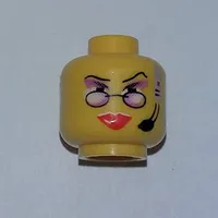 Minifig Head Cam, Red Lips, Purple Eye Shadow, Headset, Reading Glasses Print