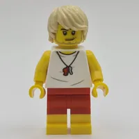 Lifeguard, White Vest, Tan Hair