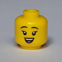 Minifig Head, Peach Lips, Open Mouth Smile / Sunglasses Print