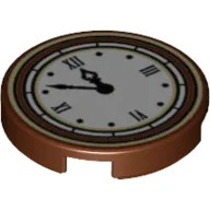 Tile Round 2 x 2 with Bottom Stud Holder with Roman Numerals Clock Print