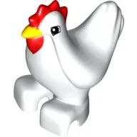 Duplo Animal Chicken / Hen with Red Comb and Wattle, Squared Eyes Print