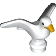 Animal, Bird, Seagull with Bright Light Orange Beak and Black and Light Bluish Gray Wings Print